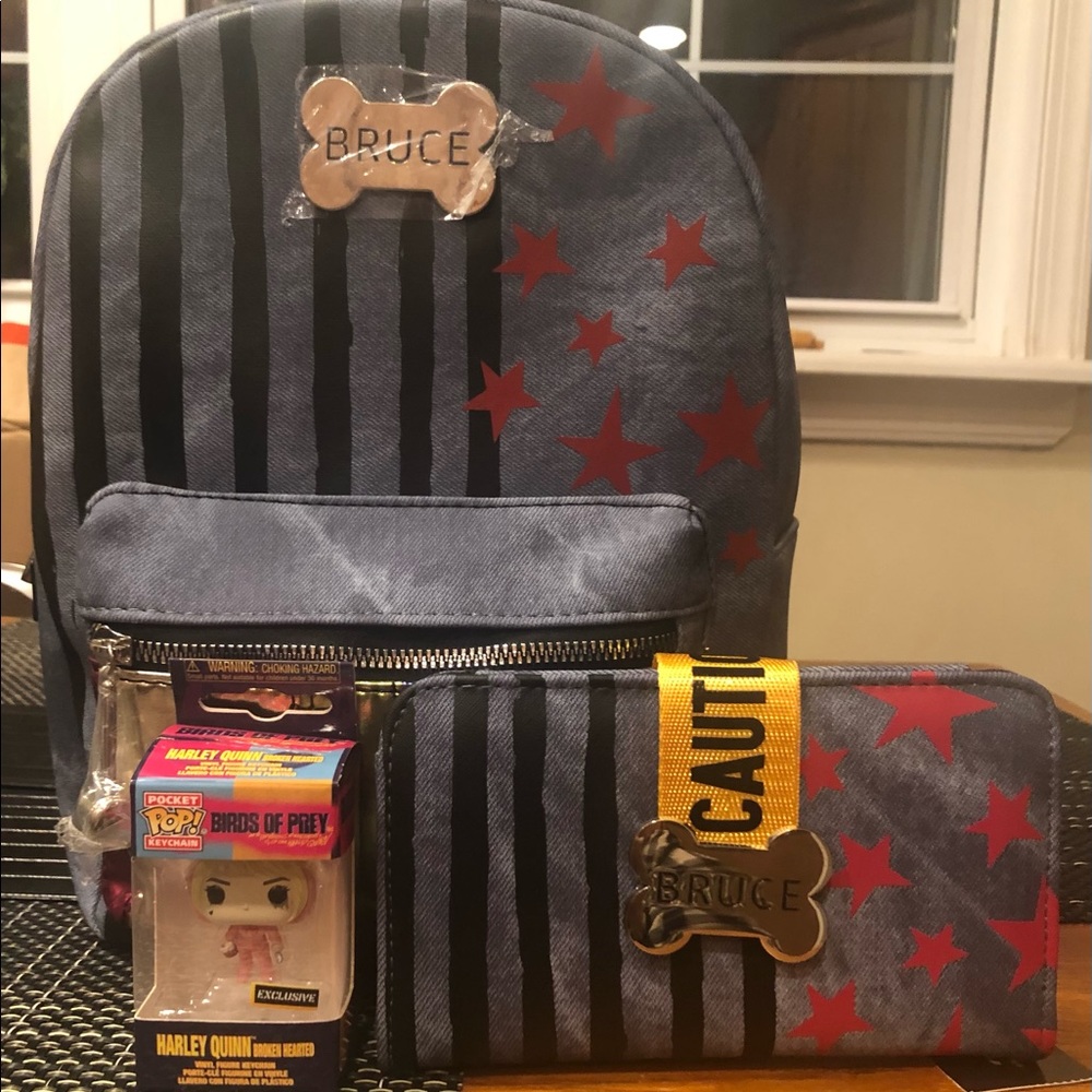 NWT HT Exclusive Harley Quinn BOP cosplay mini backpack and wallet set - Picture 5 of 7